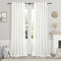 Ivory Linen Curtains 108 Inches Long 2 Panels Set Back Tab Rod Pocket Semi by Nanspring