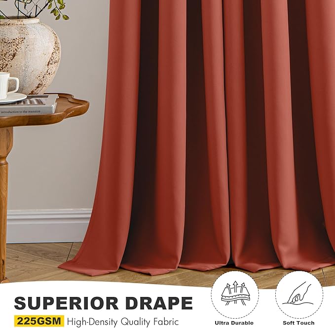MIULEE Fall Blackout Curtains for Bedroom 2 Panel 40"x72" Long Burnt Orange | - Image 5