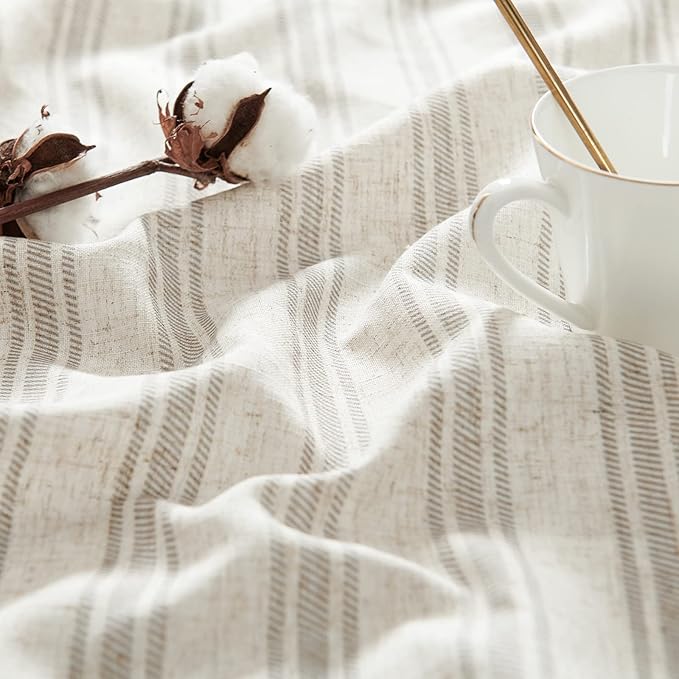 jinchan Striped Valance Farmhouse Window Treatment Linen Textured Drapes - Image 6