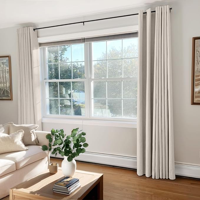 100% Blackout Curtains 63 Inch Length Linen Textured Blackout Curtains - Image 7