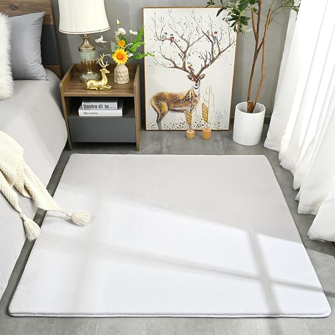Amearea 4x4 Square Area Rugs for Bedroom Living Room, Modern White Thickened - Image 8
