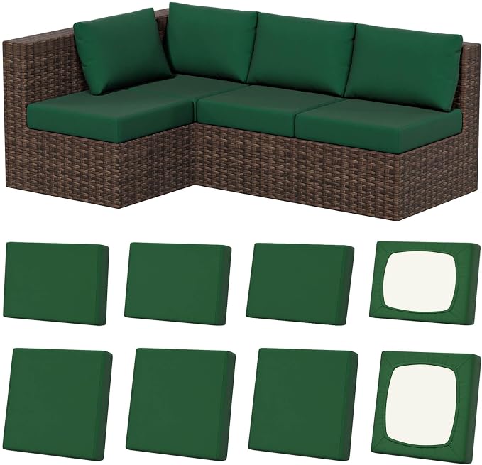 8Pcs Stretch Patio Cushion Covers, Outdoor Couch & Sofa Replacement Slipcovers by VORSHAPE