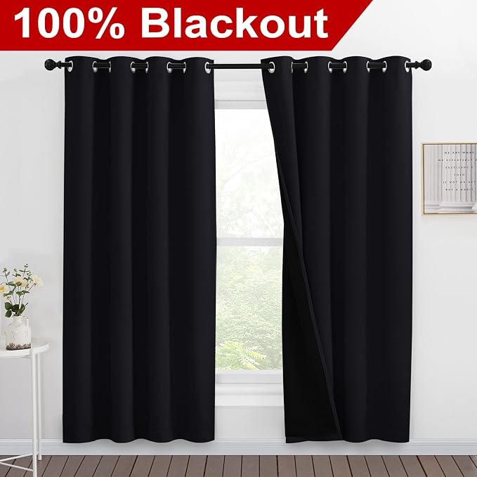 NICETOWN 100% Blackout Window Curtain Panels, Full Light Blocking Drapes - Image 2