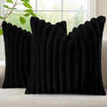 decorUhome Fall Faux Fur Throw Pillow Covers 24x24 Set of 2 Black | Decorative by decorUhome