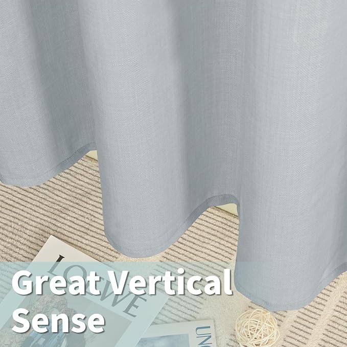 LAMIT Faux Linen Curtains for Bedroom, Grommet Thick Linen Drapes Light - Image 6