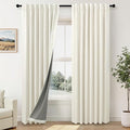 Cream Linen Blackout Curtains by Size 70 Inches Wide x 63 Inch Length Extra by Pitalk
