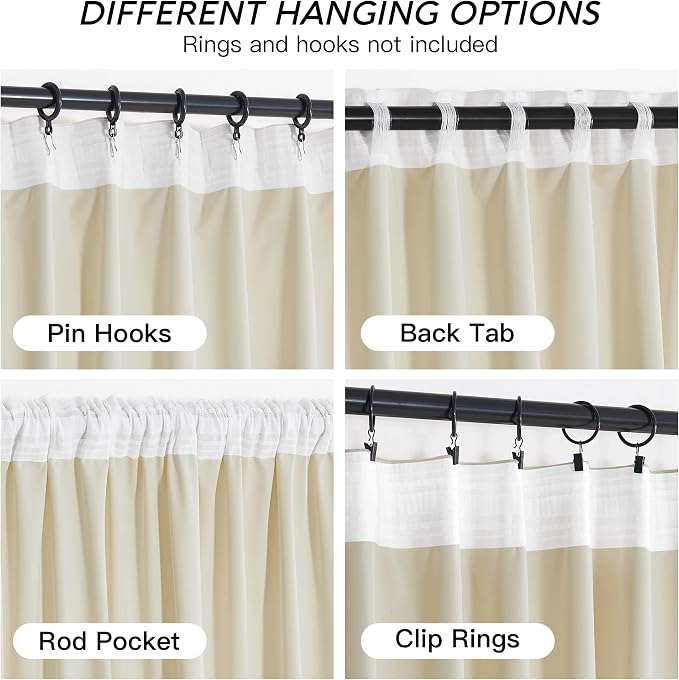 RYB HOME Beige Velvet Curtains 102 inches - Image 4