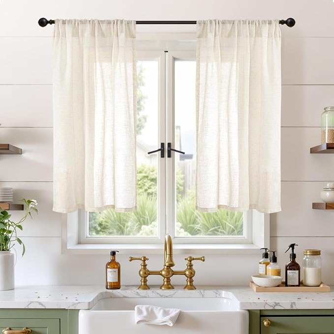 BGment Beige Linen Curtains 45 Inch Length by BGment