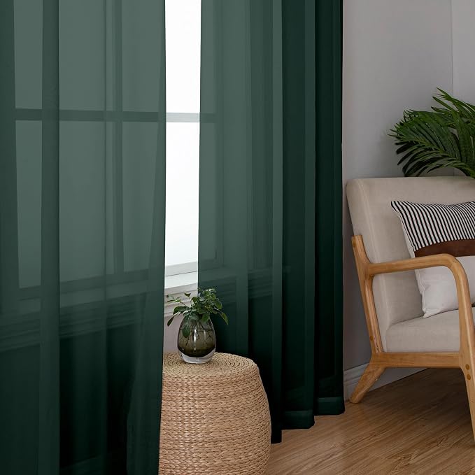 OWENIE Green Sheer Curtains 78 Inches Long - Image 3