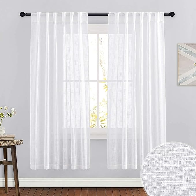 RYB HOME Linen Curtains Sheer by RYBHOME
