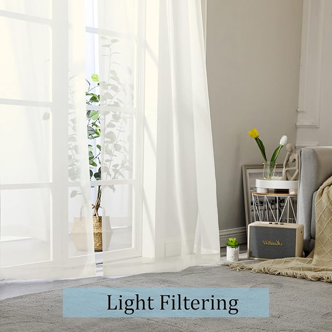 OWENIE Sheer Curtains 96 Inch Length, Elegant Sheer Curtains - Image 3