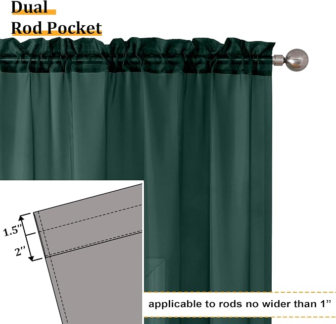 Aiyufeng Hunter Green Sheer Curtain Drapes 96 Inch Length 2 Panels - Image 4