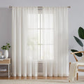 FMFUNCTEX Linen Sheer Curtains for Bedroom, Natural Flax Blend Window Draperies by Fmfunctex