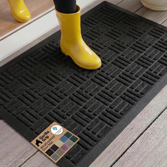 GORILLA GRIP 100% Waterproof All-Season WeatherMAX Doormat 35x23, US Designed by GorillaGrip