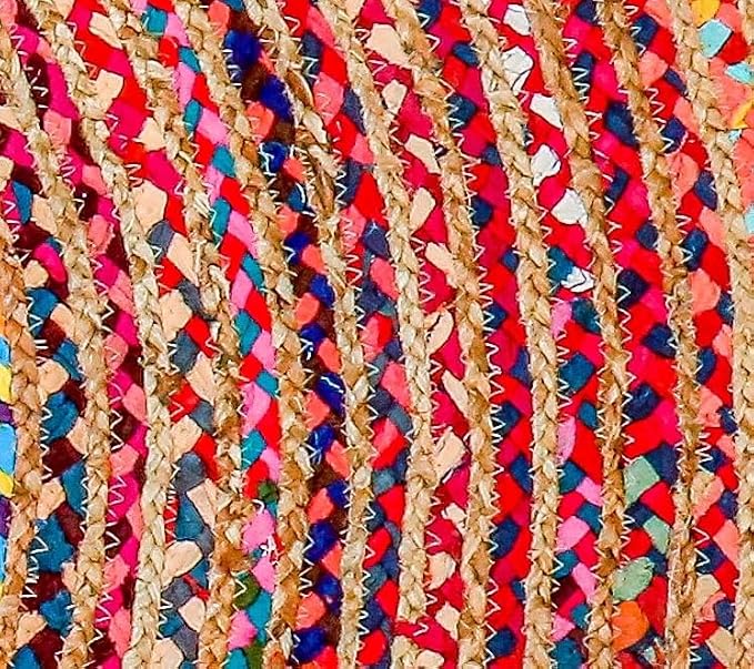 Hausattire Bohemian Braided Rug 3' Round - Image 6