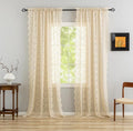 YJ YANJUN Vintage Lace Curtains 108 Inches Long-Victorian Floral Beige Sheer by YJYANJUN