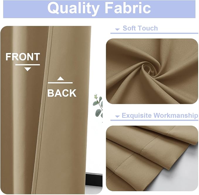 Simplebrand Ava Taupe Short Blackout Curtains - Image 3