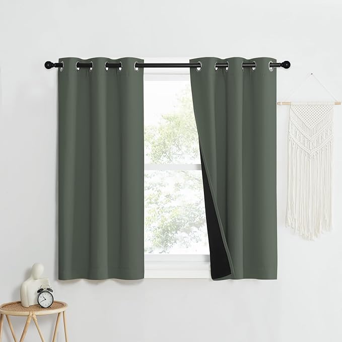 NICETOWN 100% Blackout Curtains 40" Long, Pair of Energy Smart & Noise Blocking by NICETOWN