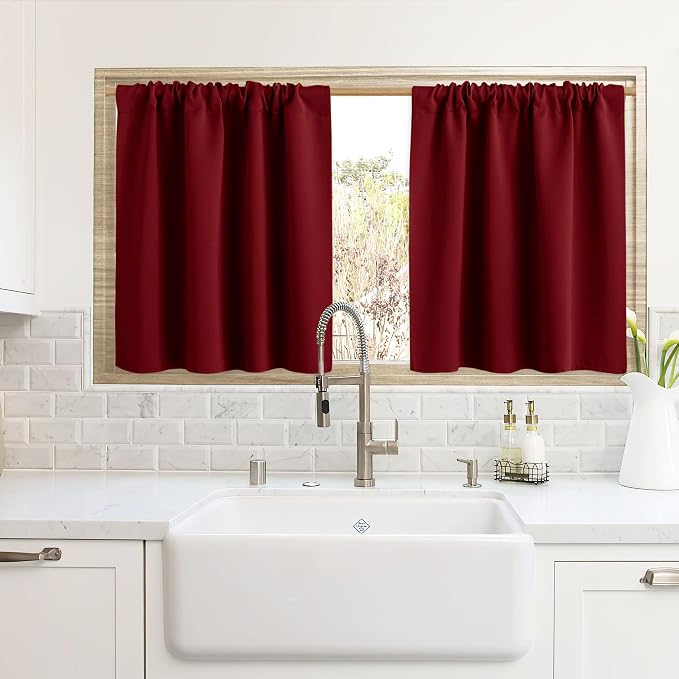 RYB HOME Cafe Blackout Curtains 24 inch Length, RV Curtains by RYBHOME