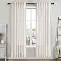 Cream Linen Curtains 80 Inch Length 2 Panels Set Back Tab Drapes by Nanspring