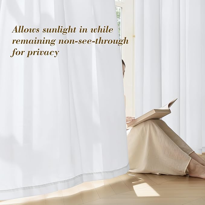 FMFUNCTEX Sheer Non-See-Through White Curtains - Image 3
