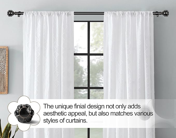 KAMANINA 1 Inch Curtain Rod Telescoping Single Drapery Rod 28 to 48 Inches - Image 3