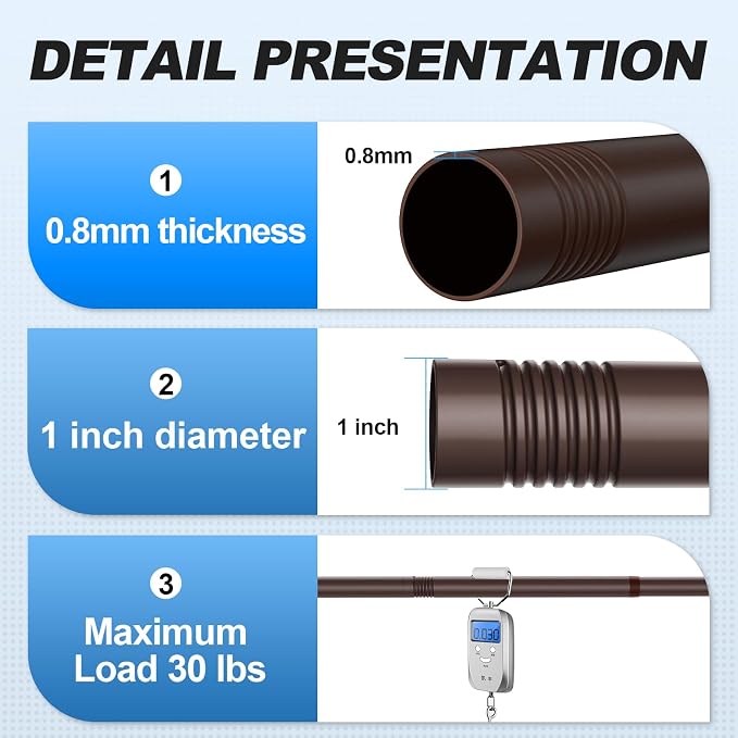 CorkLatta Bronze Shower Curtain Rod 31 to 92 Inch, 1 Inch Diameter Adjustable - Image 3