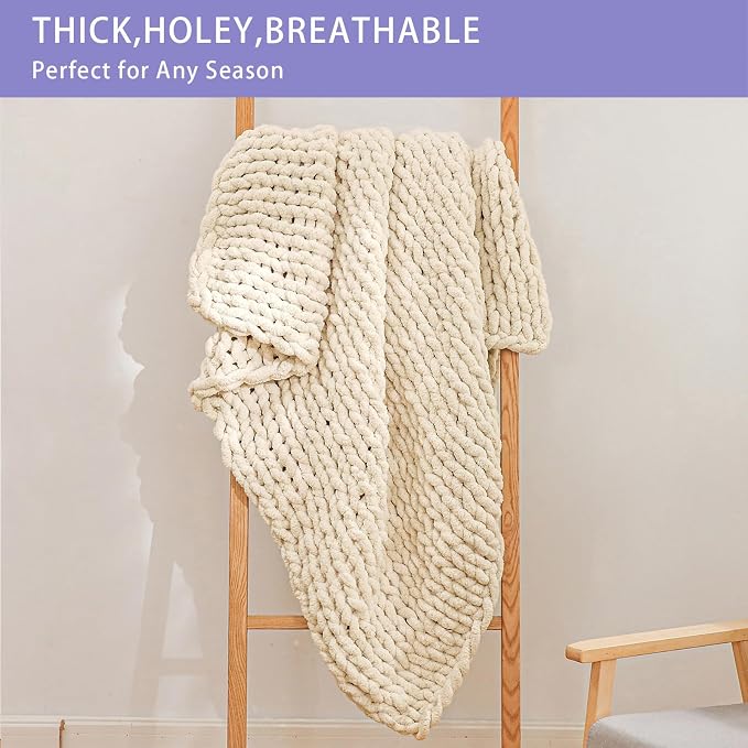 Bigacogo Chunky Knit Throw Blanket - Image 4