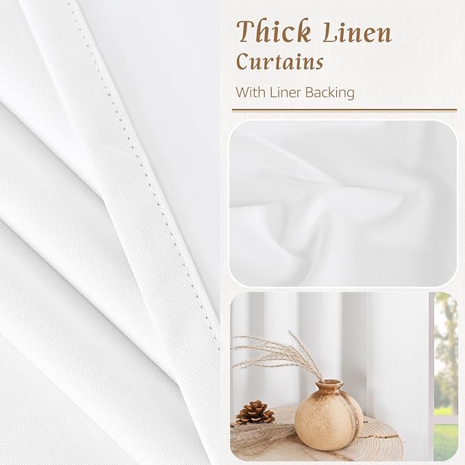 54 Inch Natural 100% Blackout Linen Curtains - Image 7