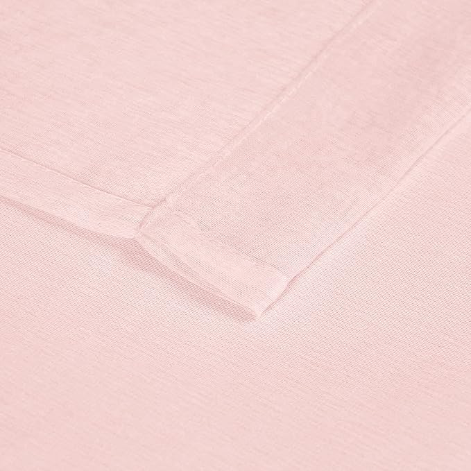 DWCN Blush Pink Sheer Curtains Semi Transparent Voile Rod Pocket Curtains - Image 5