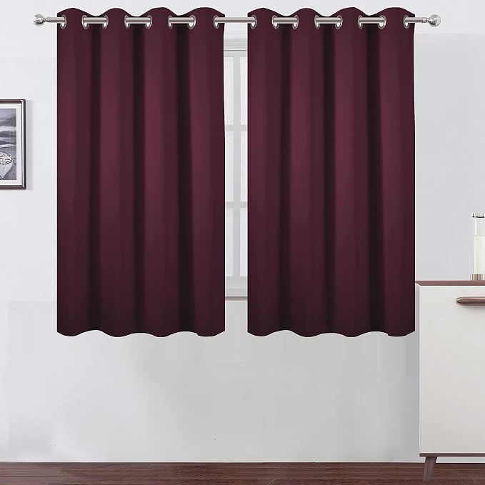 LEMOMO Blackout Curtains 52 x 45 inch/Burgundy Red Curtains Set of 2 by Lemomo