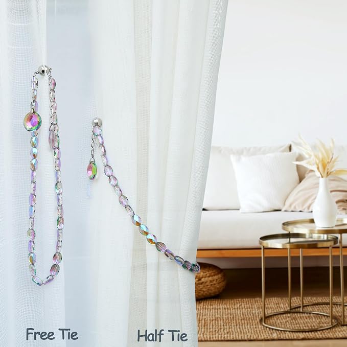 PEDOBO Magnetic Curtain Tiebacks, 2 Pack Crystal Beaded Sun & Moon Pendants - Image 5