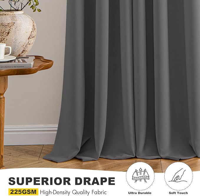 MIULEE Blackout Curtains for Bedroom 2 Panels 40 x 72 Inch Long Gray | Thermal - Image 5