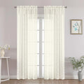 Chyhomenyc Ivory Sheer Curtains 84 Inch Length 2 Panels Set, Light Filtering by Chyhomenyc