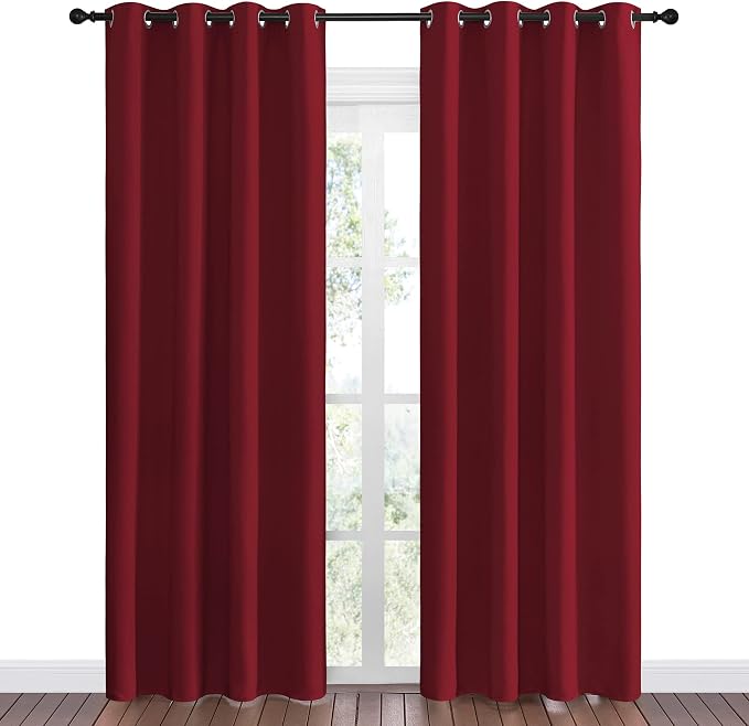 NICETOWN Christmas Burgundy Blackout Curtains Grommet - Image 2