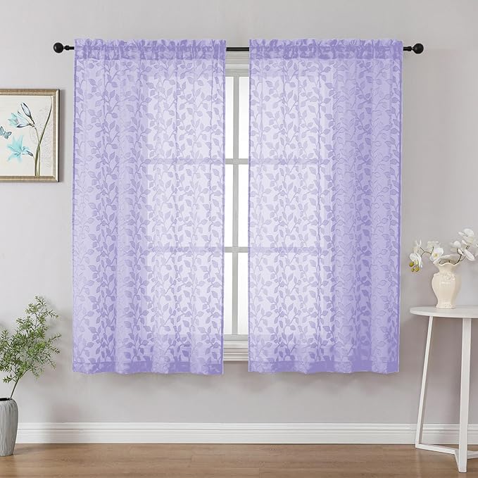 Chyhomenyc Light Purple Sheer Curtains 54 Inch Length by Chyhomenyc