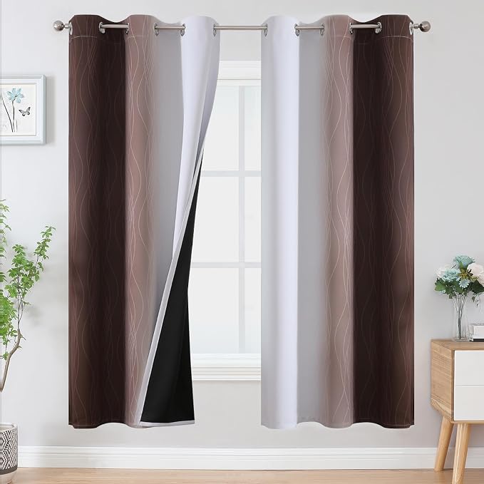 Estelar Textiler Brown and Greyish White Blackout Curtains by ESTELARTEXTILER