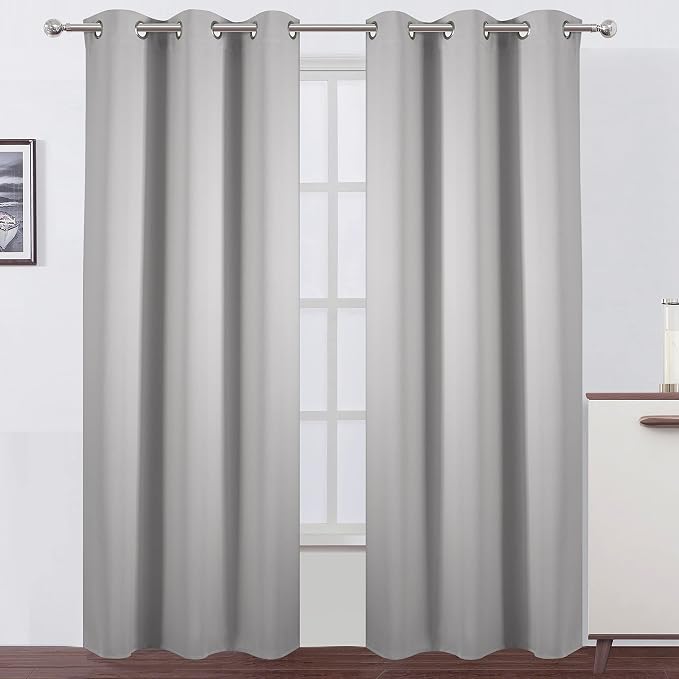 LEMOMO Blackout Curtains 42 x 95 inch/Light Grey Curtains Set of 2 by Lemomo