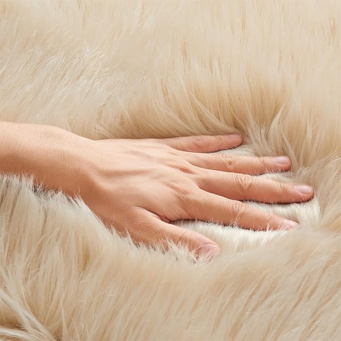 EasyJoy Ultra Soft Fluffy Shaggy Area Rug Faux Fur Rug Chair Cover Seat Pad - Image 7