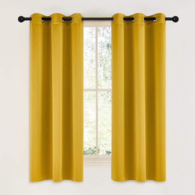 NICETOWN Gold Blackout Cafe Faux Silk Curtains by NICETOWN