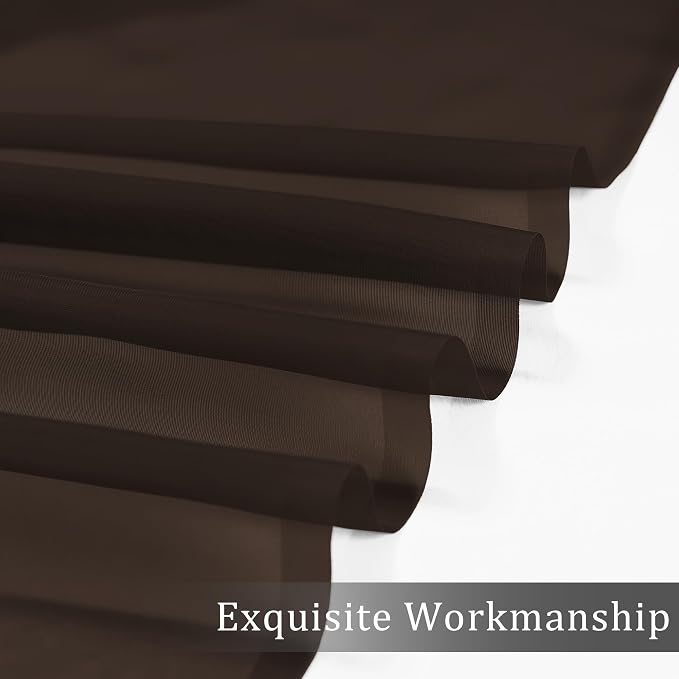 OWENIE Sheer Chocolate Curtains, Sheer Curtains 90 Inches Long 2 Panels Set - Image 6