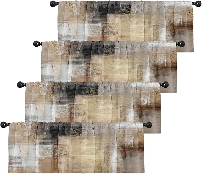 Emvency 4 Pack Valances Window Treatments, 52x12 Inch Rod Pocket Valances by Emvency
