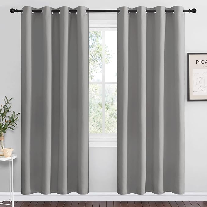 NICETOWN Silver Grey Room Darkening Curtain Panels 78" Long by NICETOWN