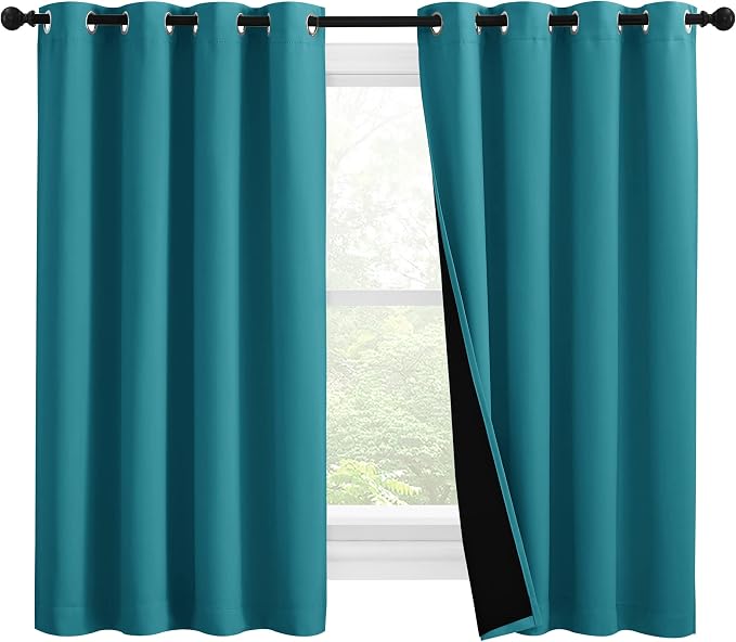 NICETOWN 100% Blackout Curtains 57 inches Long, Double-Deck Completely Blackout by NICETOWN