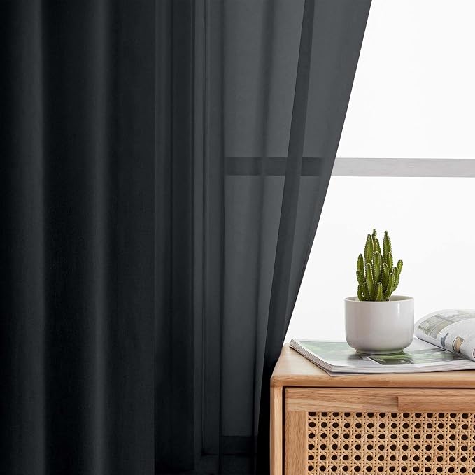 Extra Long Sheer Black Curtains - Image 5