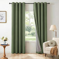 100% Blackout Linen Textured Curtains 96 Inch Long, Olive Green | 100% Blackout by 100BlackoutShield