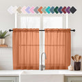 Orange Small Sheer Curtains 2 Panels Set, Kitchen Curtains 36 Inch Length by Home