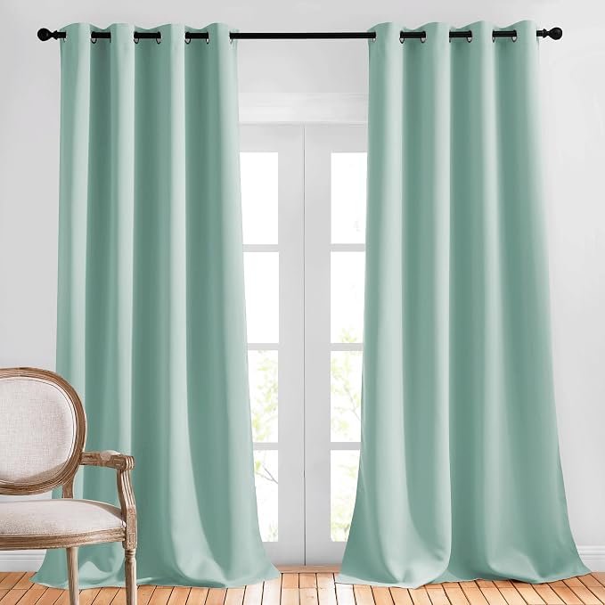NICETOWN Seafoam Green Blackout Curtains 90 inches Long, Grommet Thermal by NICETOWN