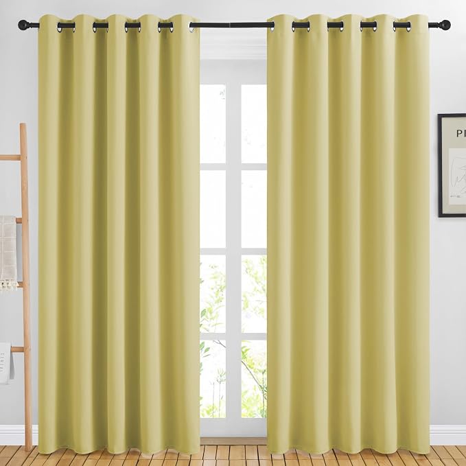 NICETOWN Room Darkening Paler Yellow Curtains & Drapes by NICETOWN