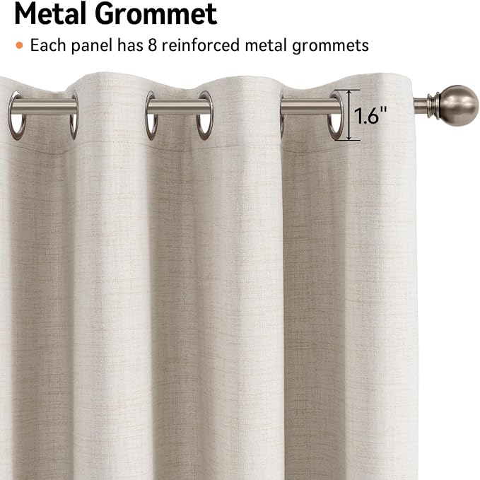 100% Blackout Linen Curtains 50" W x 84" L 2 Panels Set, Thermal Insulated Full - Image 6